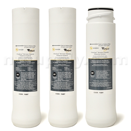 WHIRLPOOL WHER25  and KENMORE UltraFilter 450 / 650 R.O. Pre & Post Filters w/ Membrane SET