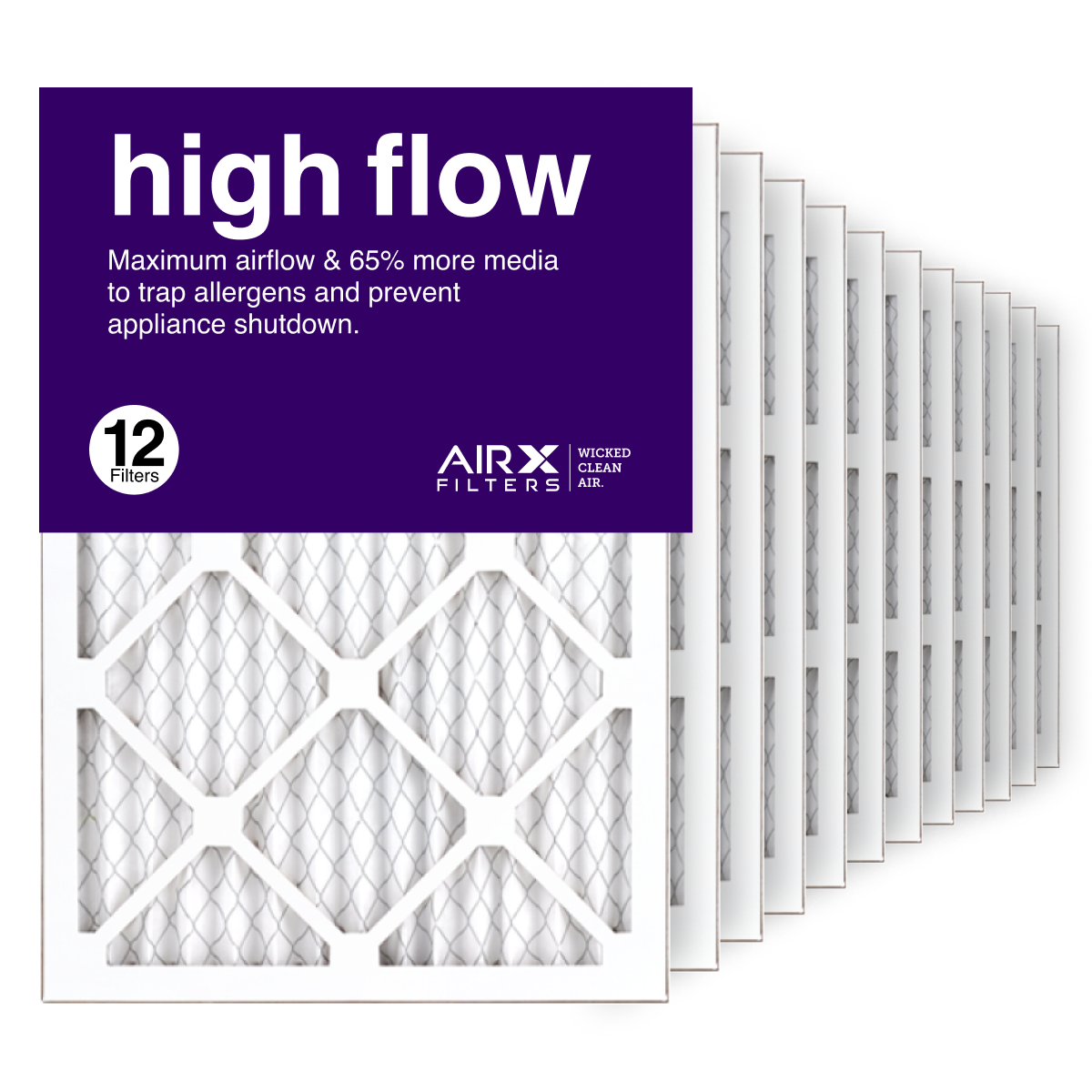 14x20x1 AIRx High Flow Air Filter, 12-Pack