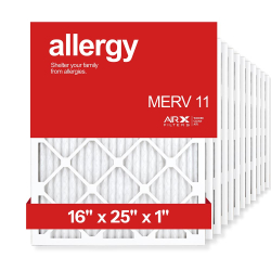 16x25x1 AIRx ALLERGY Air Filter, 12-Pack