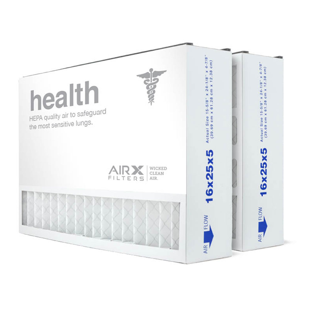 16x25x5 AIRx HEALTH Air Bear 255649-105 Replacement Air Filter - MERV 13, 2-Pack