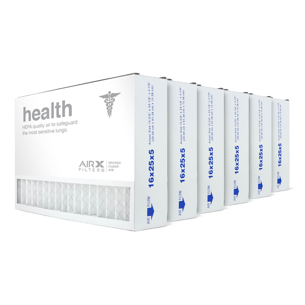 16x25x5 AIRx HEALTH Air Bear 255649-105 Replacement Air Filter - MERV 13, 6-Pack