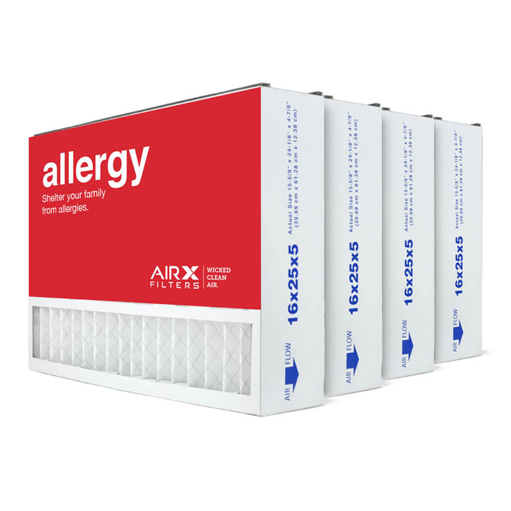 16x25x5 AIRx ALLERGY Air Bear 255649-105 Replacement Air Filter - MERV 11, 4-Pack