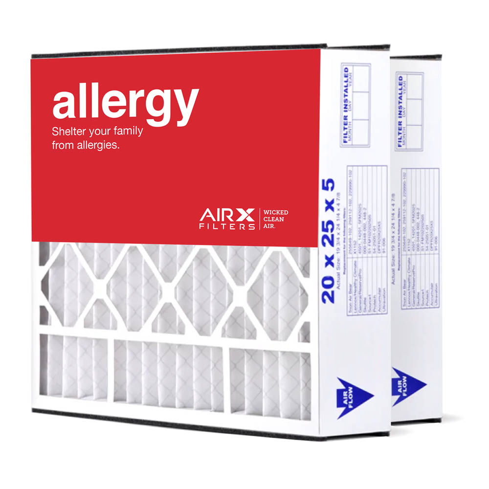20x25x5 AIRx ALLERGY Air Bear 255649-102 Replacement Air Filter - MERV 11, 2-Pack