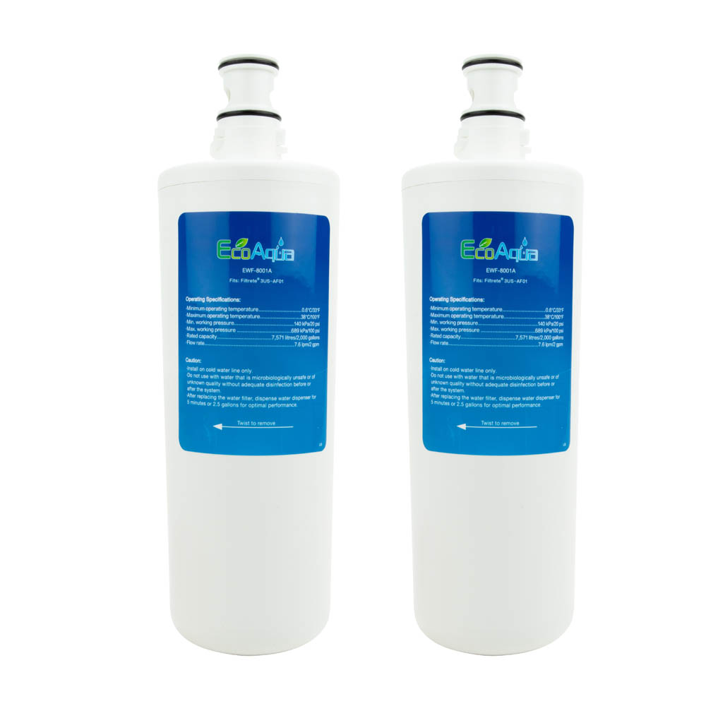 EcoAqua Replacement for 3M 3US-AF01 Under Sink Filter, 2-Pack