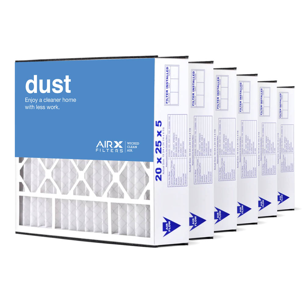 20x25x5 AIRx DUST Air Bear 255649-102 Replacement Air Filter - MERV 8, 6-Pack