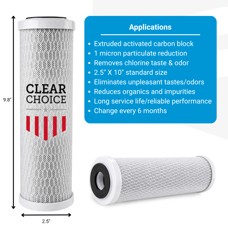 ClearChoice 10" Slimline Carbon Block Filter 1 micron, 8-Pack
