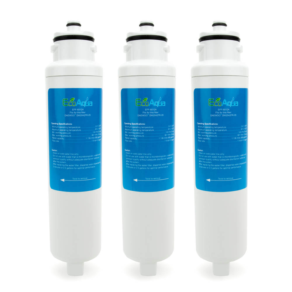 EcoAqua Replacement for Daewoo / Kenmore DW2042FR-09 Refrigerator Filter, 3-Pack