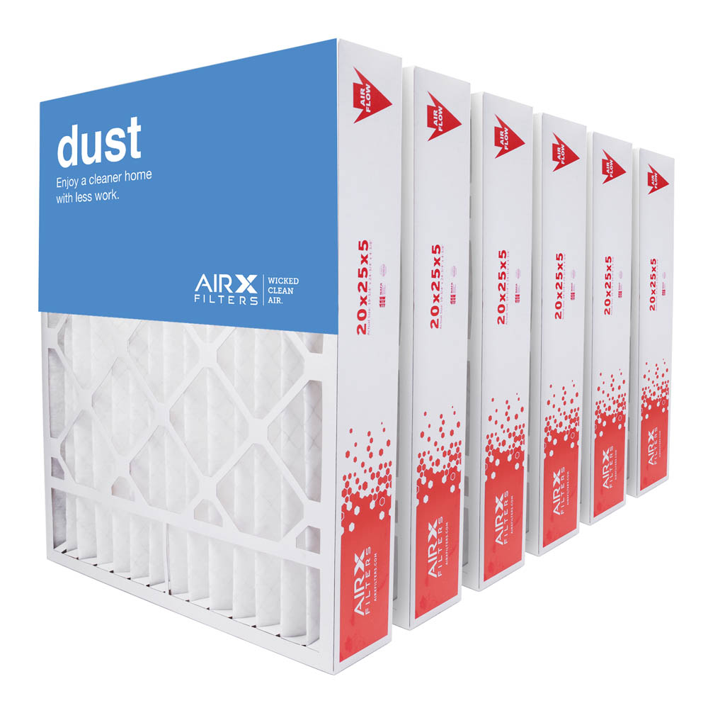 20x25x5 AIRx DUST Honeywell FC100A1037 Replacement Air Filter - MERV 8, 6 pack