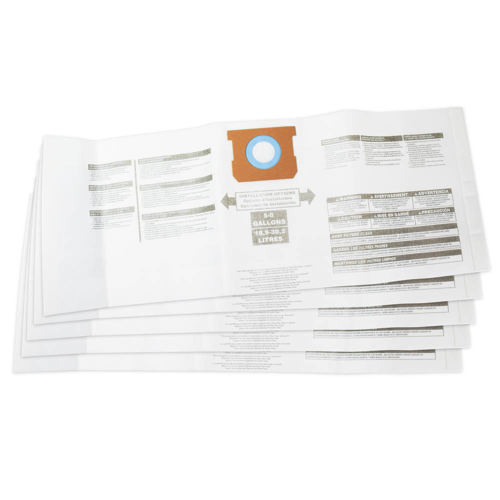 Replacement 5-8 Gallon Filter Bags for Shop-Vac® Vacuums, 5-Pack