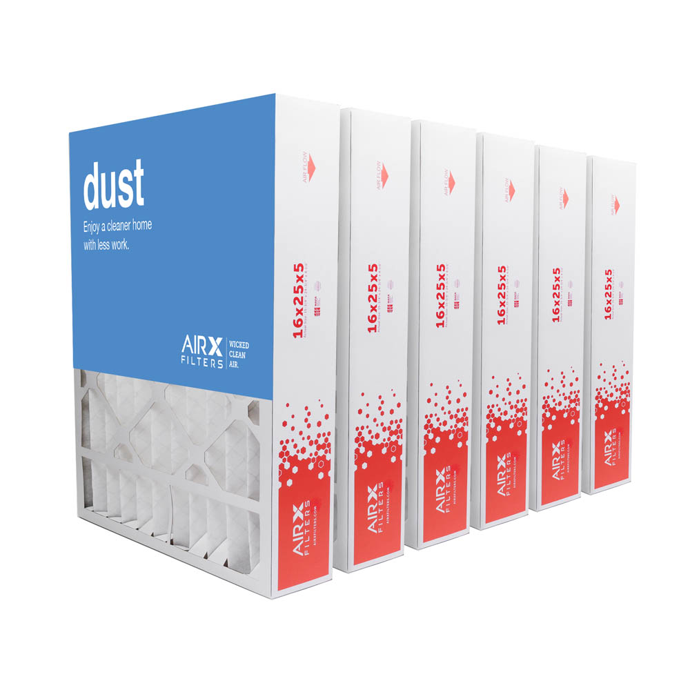 16x25x5 AIRx DUST Honeywell FC100A1029 Replacement Air Filter - MERV 8, 6 pack
