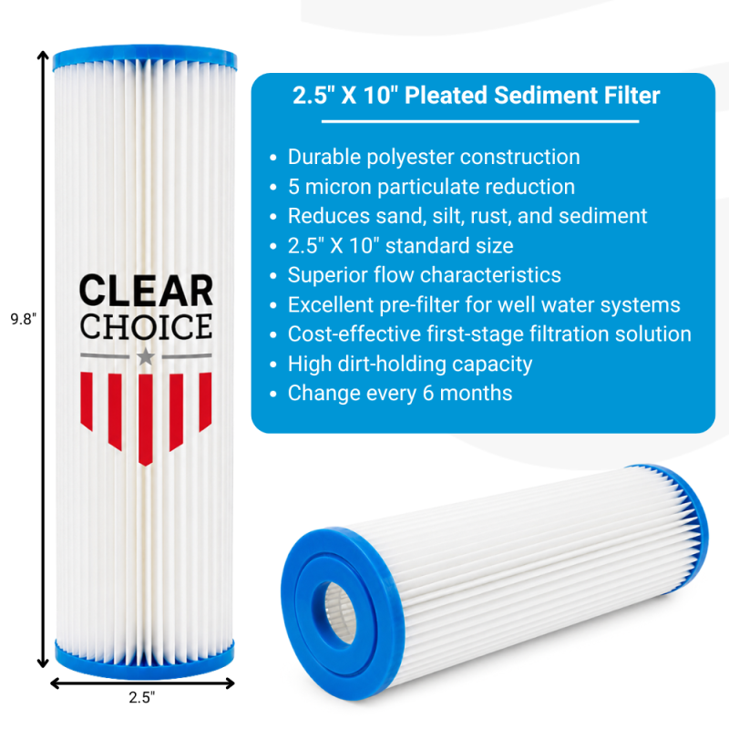 ClearChoice 10" Slimline Pleated Sediment Cartridge 5 micron, 4-pack