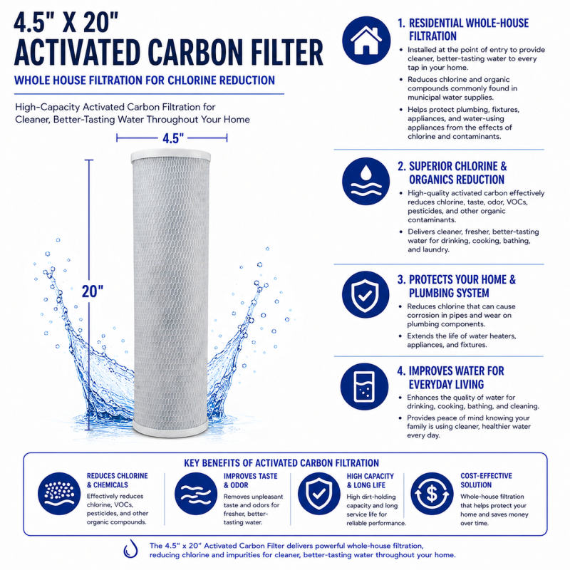 ClearChoice 4.5" x 20" BIG BLUE Carbon Block Cyst Filter - .5 micron, 8-Pack