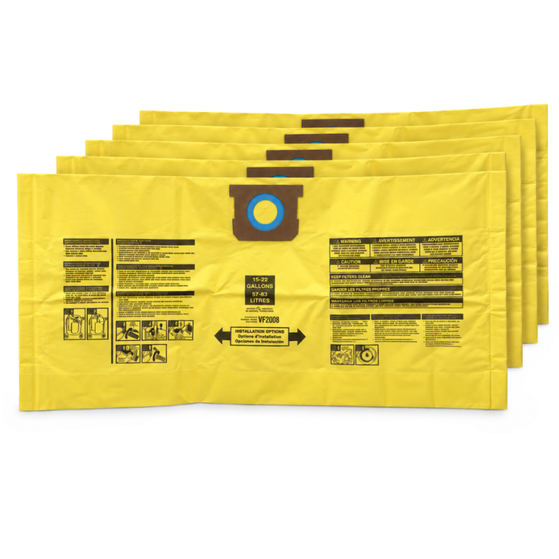 Replacement 15-22 Gallon Filter Bags for Shop-Vac® Vacuums, 5-Pack