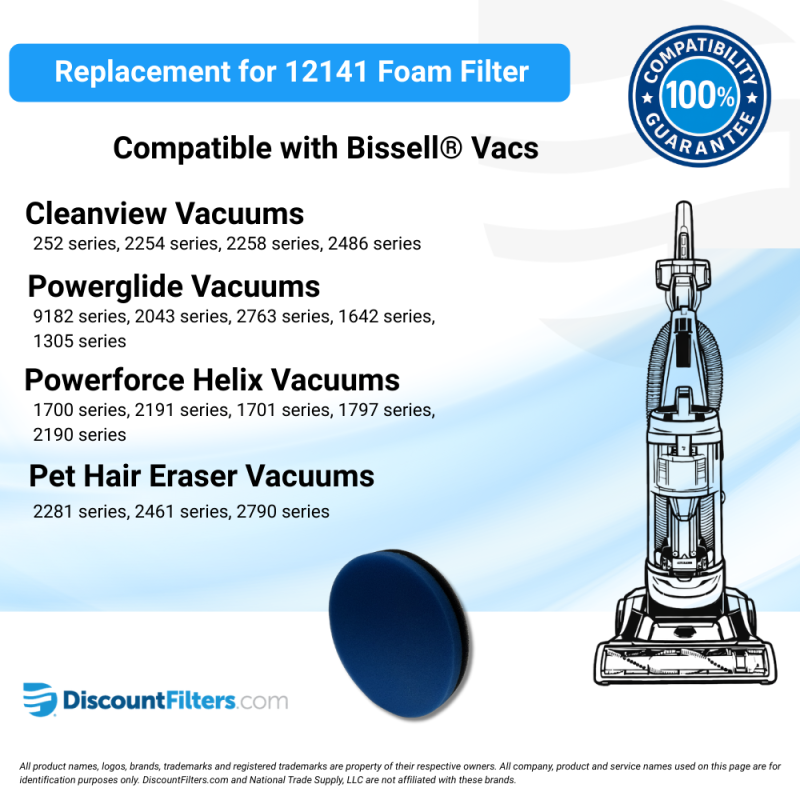 AIRx Replacement Foam Filter for Bissell® Vacuum Cleaners - 12141, 6-Pack