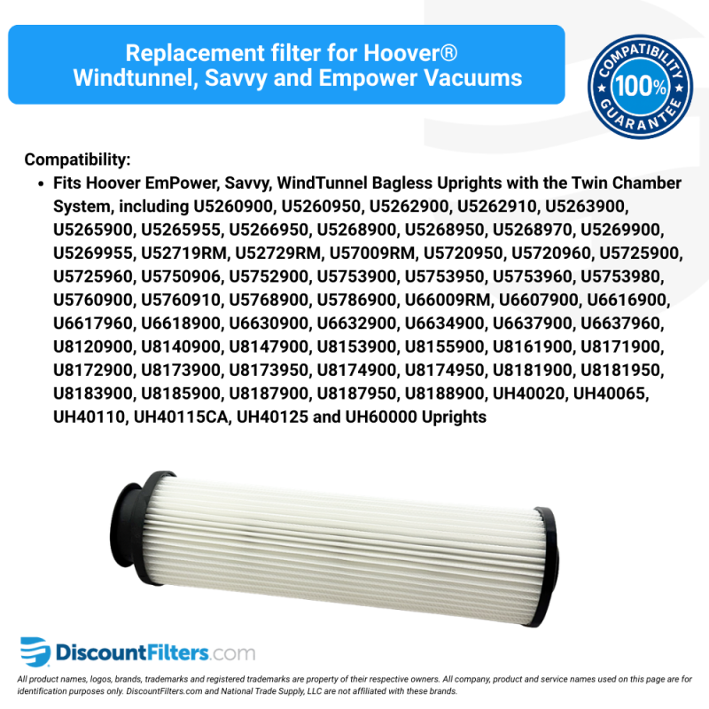 Replacement Filter for Hoover® WindTunnel Vacuum Cleaners, 2-Pack