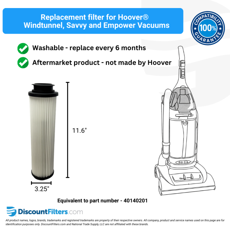 Replacement Filter for Hoover® WindTunnel Vacuum Cleaners, 2-Pack