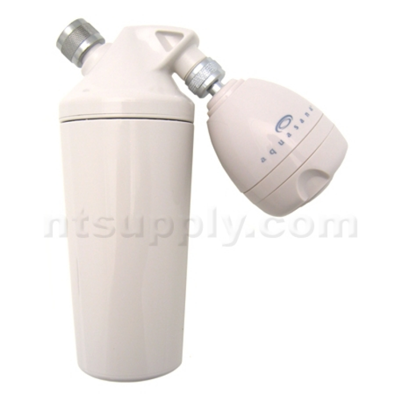 Aquasana shower water filter Shower in filtered water for softer skin and shinier hair. The Aquasana AQ shower head filtration system uses NSF Certified media to reduce chlorine.
