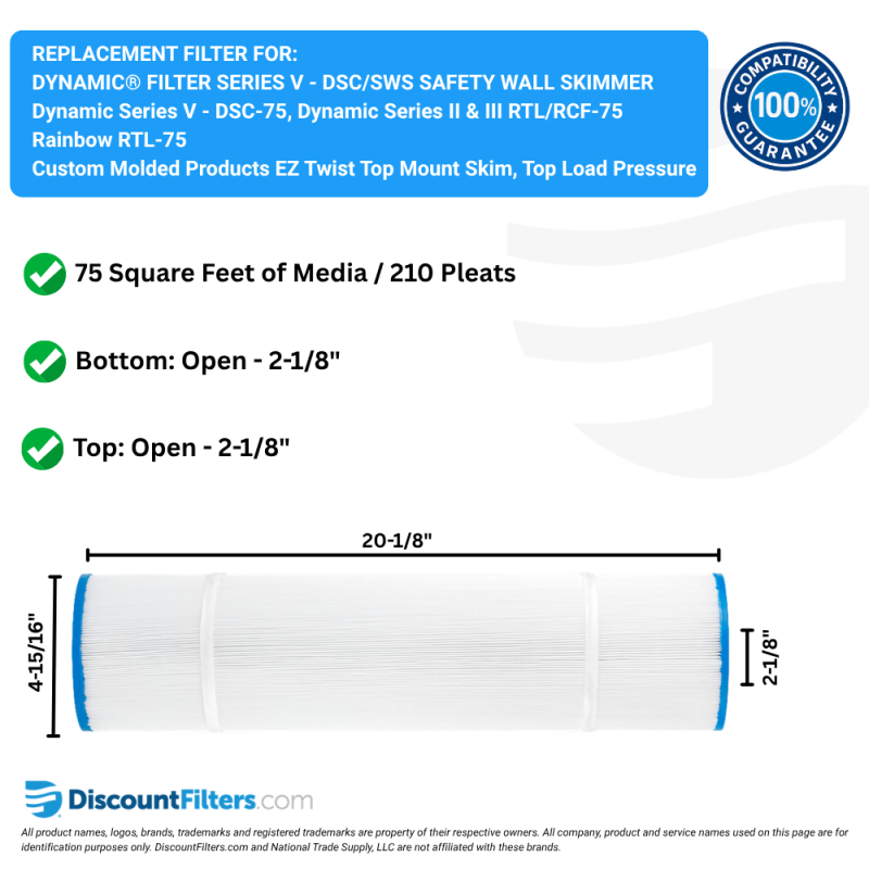 ClearChoice Replacement filter for Rainbow RTL-75/ Pentair Dynamic 75 / Custom Molded Products 25390, 4-pack