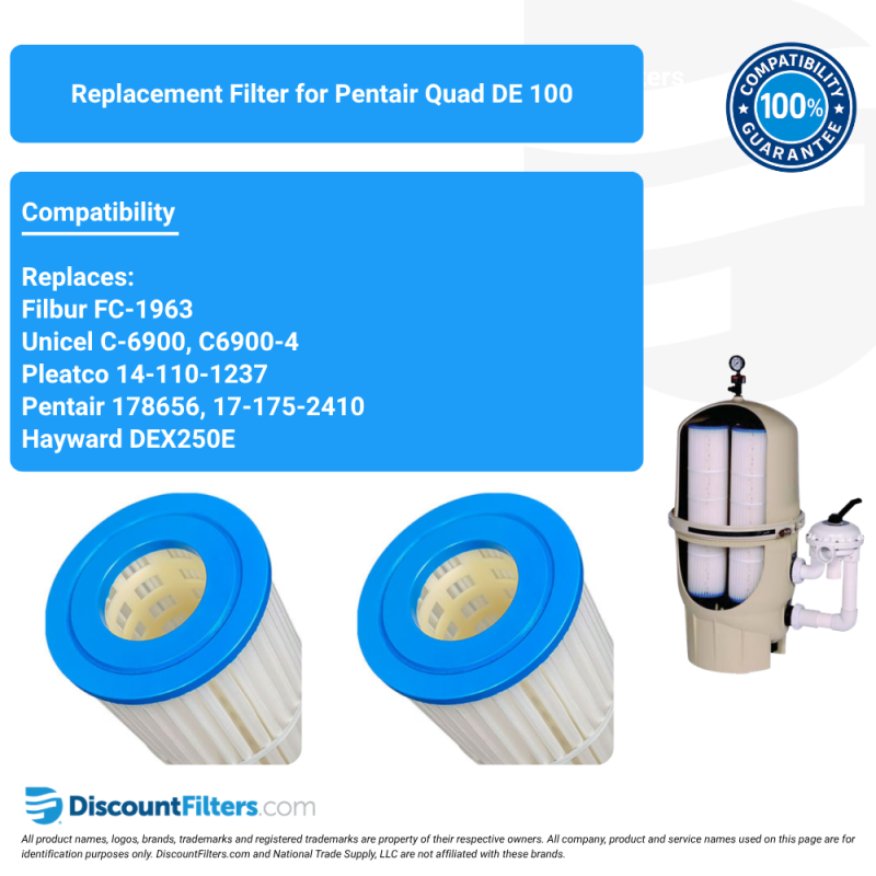 ClearChoice Replacement Pool Filter for Pentair Quad DE 100, 6-pack