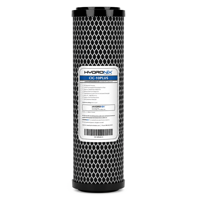 Hydronix 2.5" x 10" CIC Plus Carbon / Sediment Filter - 5 micron, 4-Pack