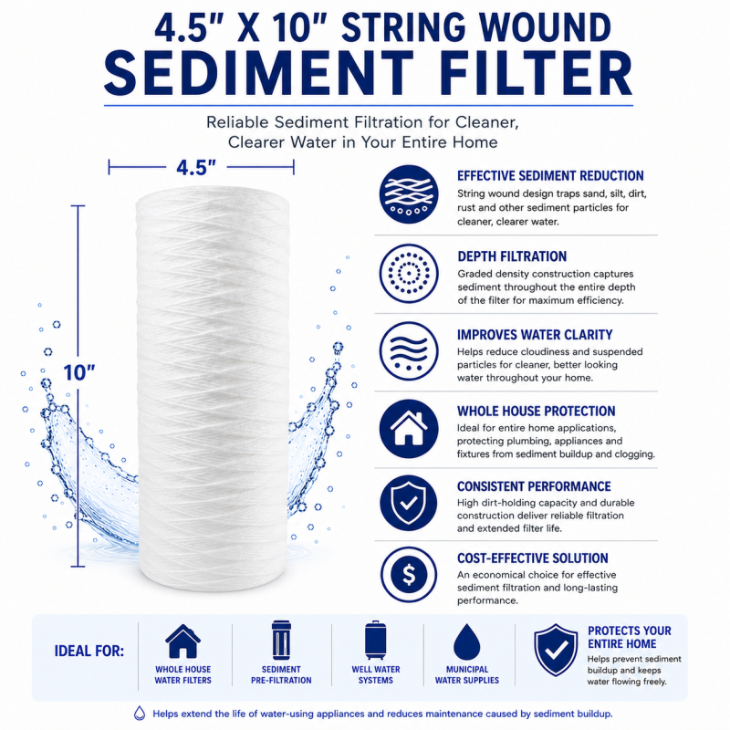ClearChoice 4.5" x 10" BIG BLUE String Wound Sediment Cartridge 5 micron
