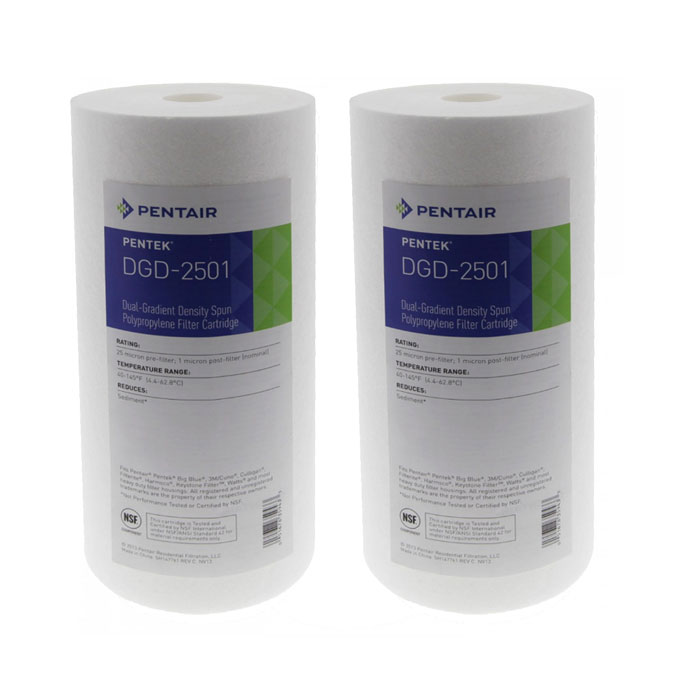 Pentek DGD-2501 Dual Gradient Sediment Filter - 1 Micron, 2-Pack