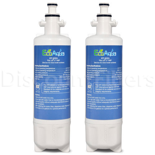 EcoAqua Replacement for LG LT700P Refrigerator Filter, 2-Pack