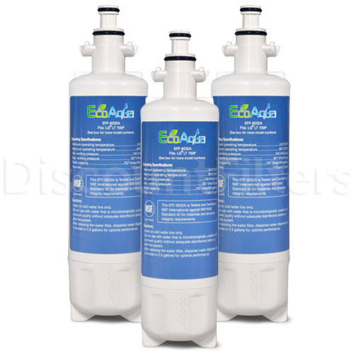 EcoAqua Replacement for LG LT700P & ADQ36006101 Refrigerator Water Filter, 3-Pack