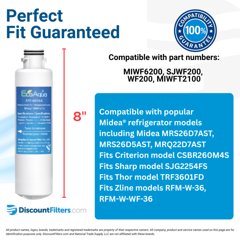 Replacement for Midea® MIWF6200 Refrigerator Water Filter, 3-Pack
