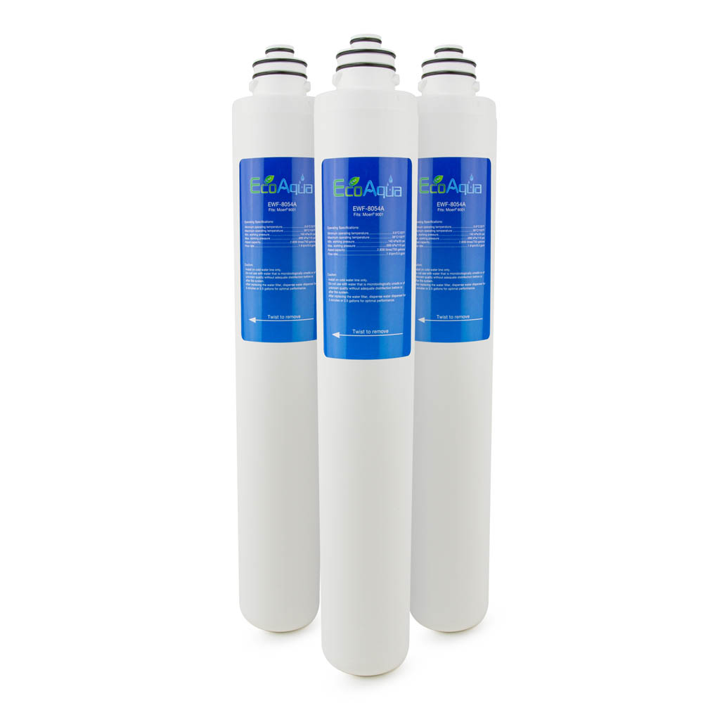 EcoAqua Replacement for Moen® 9001 Under Sink Filter, 3-Pack