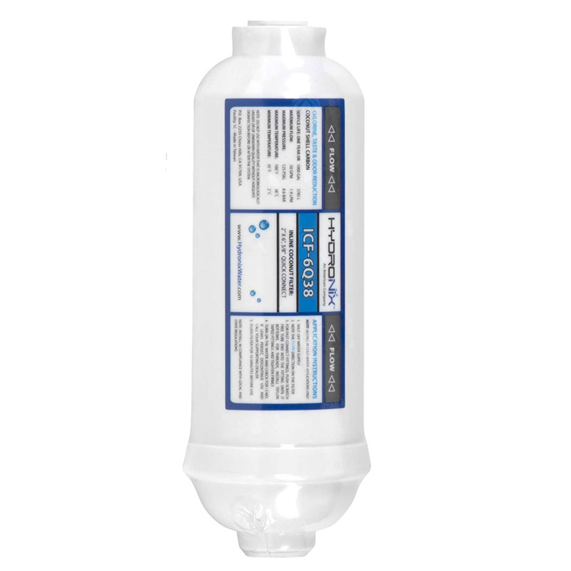 Hydronix ICF-6Q38 6" Inline Water Filter with 3/8" Quick Connect