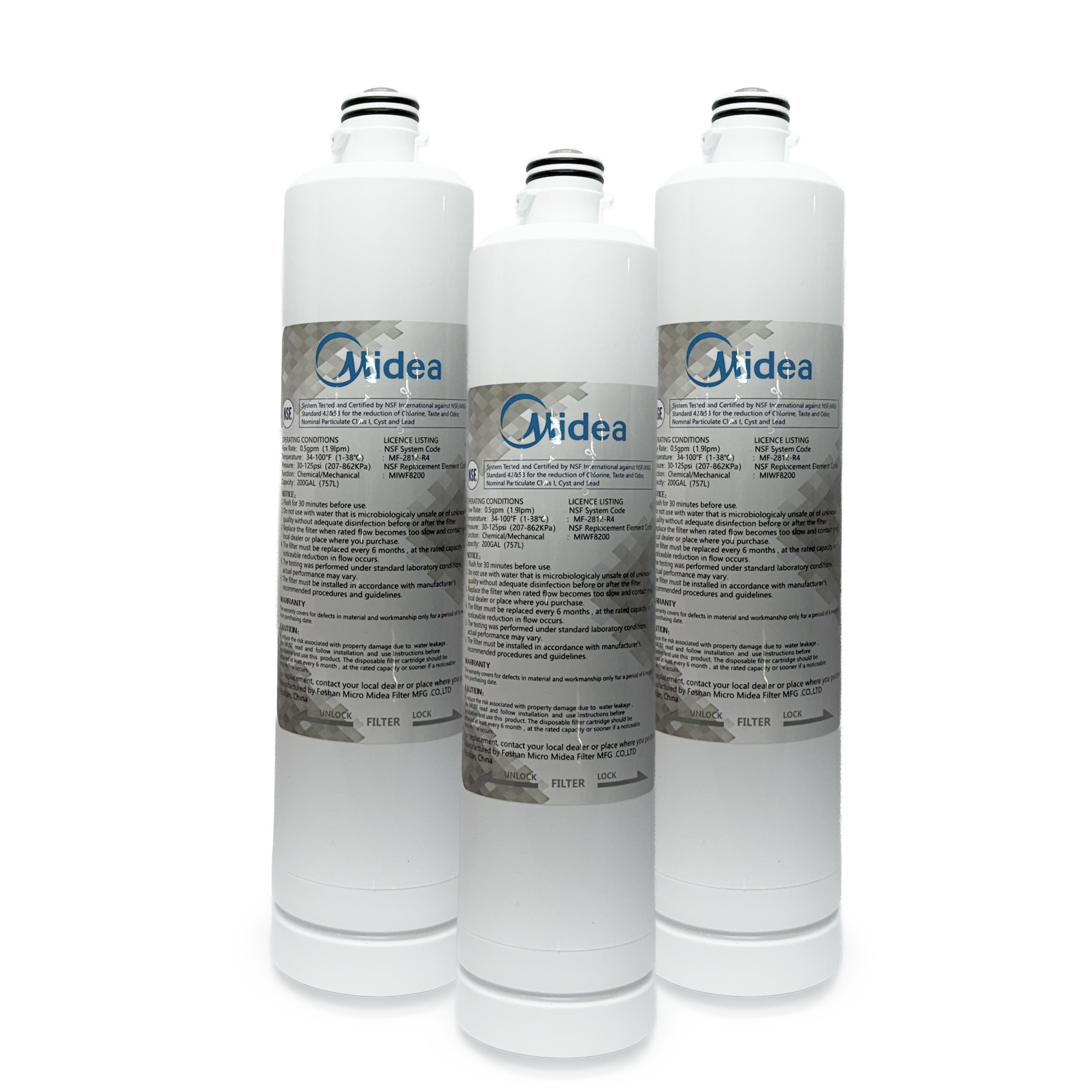 Midea MIWF8200 Refrigerator Water Filter, 3-Pack