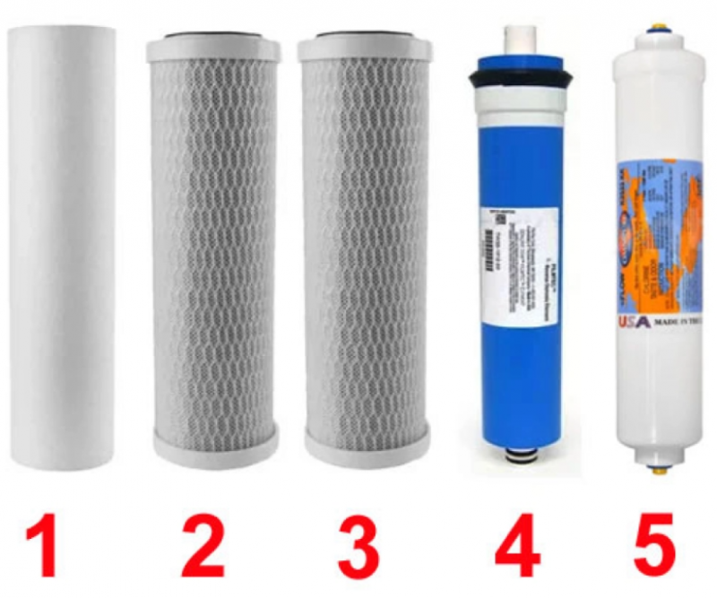 Hydronix 5-Stage RO Yearly Filter Kit W/Membrane and 3/8" Inline Filter