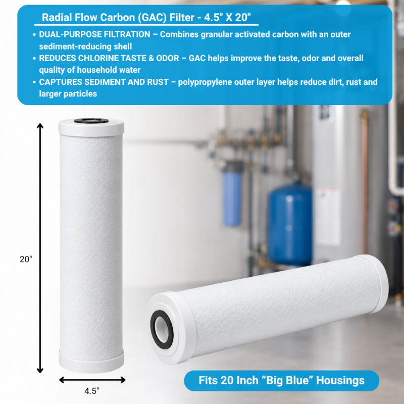Hydronix SDP-4520 20" Radial Flow Carbon Filter - 25 Micron