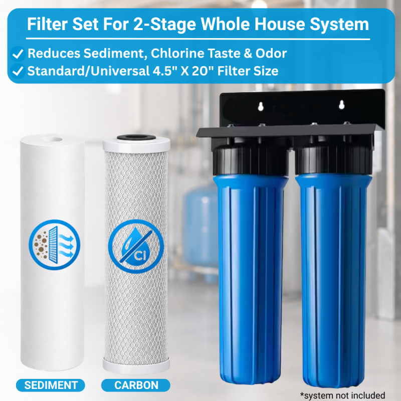 Replacement Filter Set for Large Whole House 2-Stage Systems Sediment/Carbon, 2-Pack